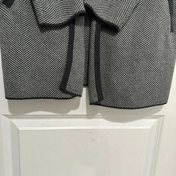 J. Crew Factory Vanessa Sweater Jacket Black and White Herringbone Open Cardigan - Picture 7 of 12